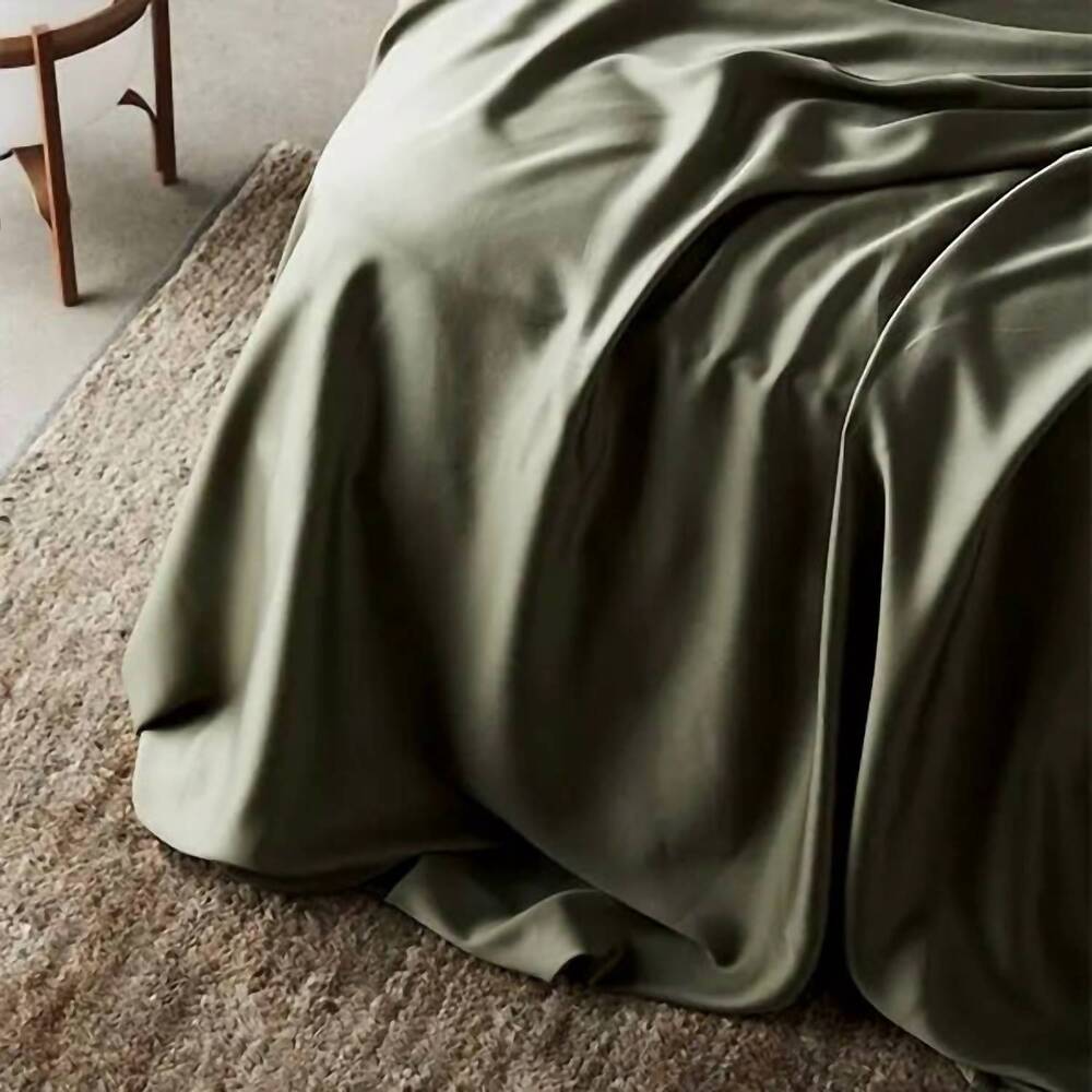 NEW ETTITUDE cleanbamboo signature sateen flat sheet in moss - Picture 4 of 4